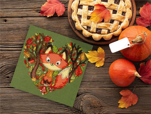 RED FOX ABRIS ART BEAD EMBROIDERY KIT MIDI 15cm x 15cm ( AM-243 )