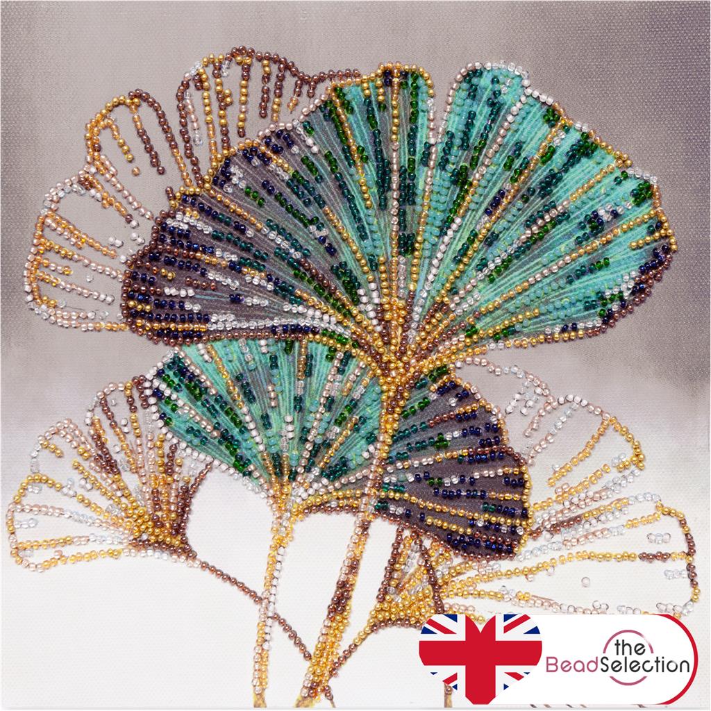 EMERALD LEAVES ABRIS ART BEAD EMBROIDERY KIT 20cm x 20cm ( AMB-087)