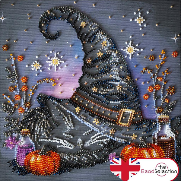 WITCHES HAT HALLOWEEN ABRIS ART BEAD EMBROIDERY KIT 20cm x 20cm ( AMB-123)