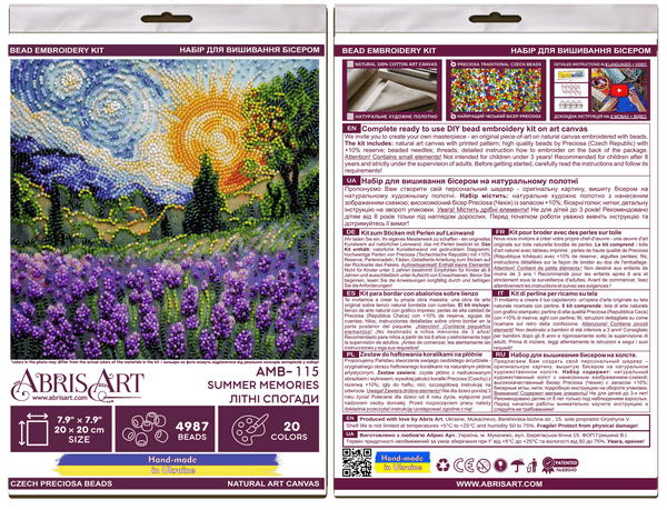 SUMMER MEMORIES ABRIS ART BEAD EMBROIDERY KIT 20cm x 20cm ( AMB-115)