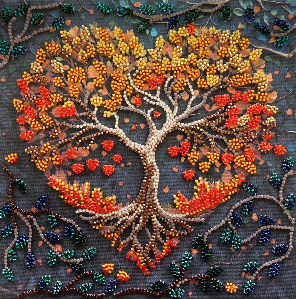 WARM FEELINGS TREE ABRIS ART BEAD EMBROIDERY KIT 20cm x 20cm ( AMB-119)
