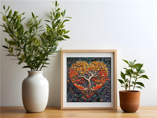 WARM FEELINGS TREE ABRIS ART BEAD EMBROIDERY KIT 20cm x 20cm ( AMB-119)