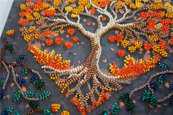 WARM FEELINGS TREE ABRIS ART BEAD EMBROIDERY KIT 20cm x 20cm ( AMB-119)