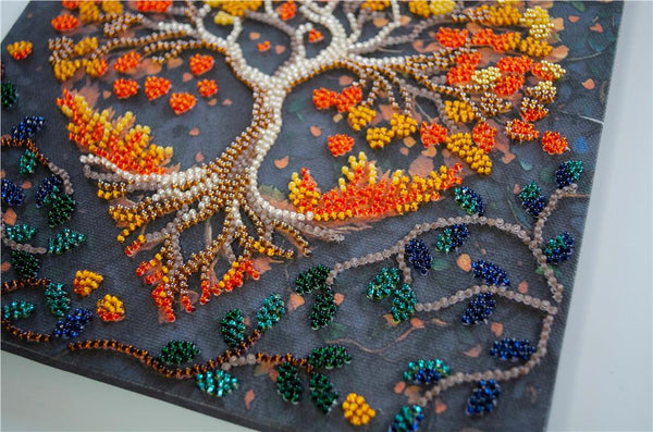 WARM FEELINGS TREE ABRIS ART BEAD EMBROIDERY KIT 20cm x 20cm ( AMB-119)
