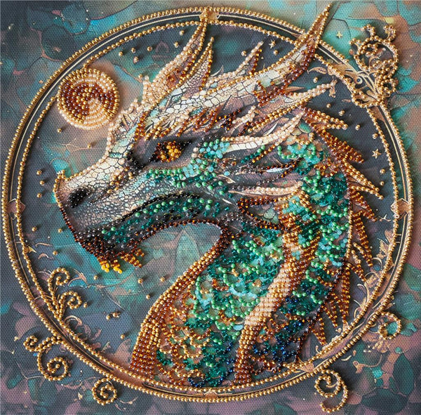 BREATH OF FIRE DRAGON ABRIS ART BEAD EMBROIDERY KIT 20cm x 20cm ( AMB-122)