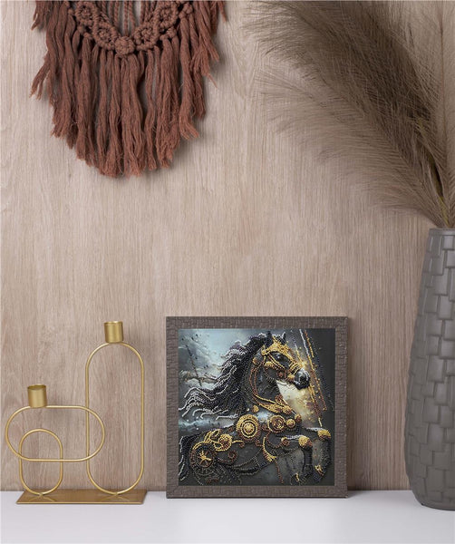 DARK LIGHTNING HORSE ABRIS ART BEAD EMBROIDERY KIT 20cm x 20cm ( AMB-129)