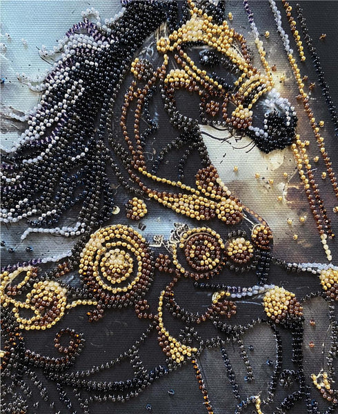 DARK LIGHTNING HORSE ABRIS ART BEAD EMBROIDERY KIT 20cm x 20cm ( AMB-129)