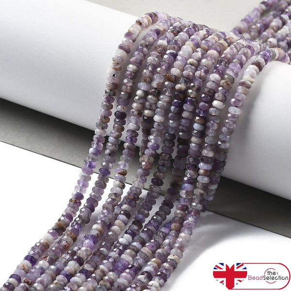 100 Amethyst Gemstone Rondelle Flat Round Beads 4mm x 2mm GS222
