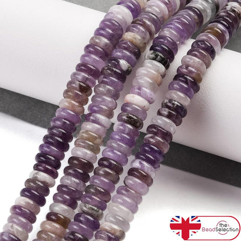 50 Amethyst Gemstone Rondelle Flat Round Beads 6mm x 2mm GS223