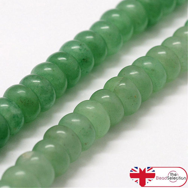 50 Green Aventurine Gemstone Rondelle Flat Round Beads 6mm x 4mm GS218