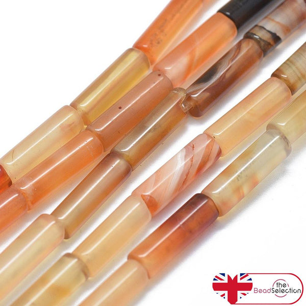 20 Carnelian Beads Column Tube Gemstone 14mm x 5mm GS243