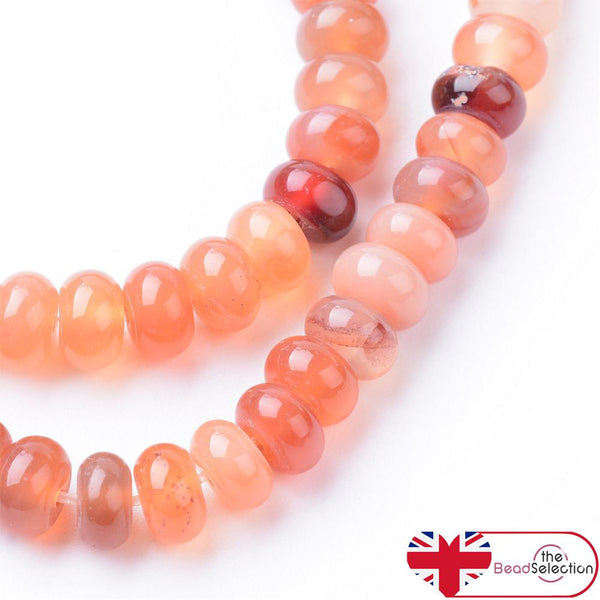 50 Carnelian Gemstone Rondelle Flat Round Beads 6mm x 4mm GS220