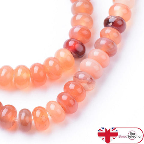 50 Carnelian Gemstone Rondelle Flat Round Beads 6mm x 4mm GS220