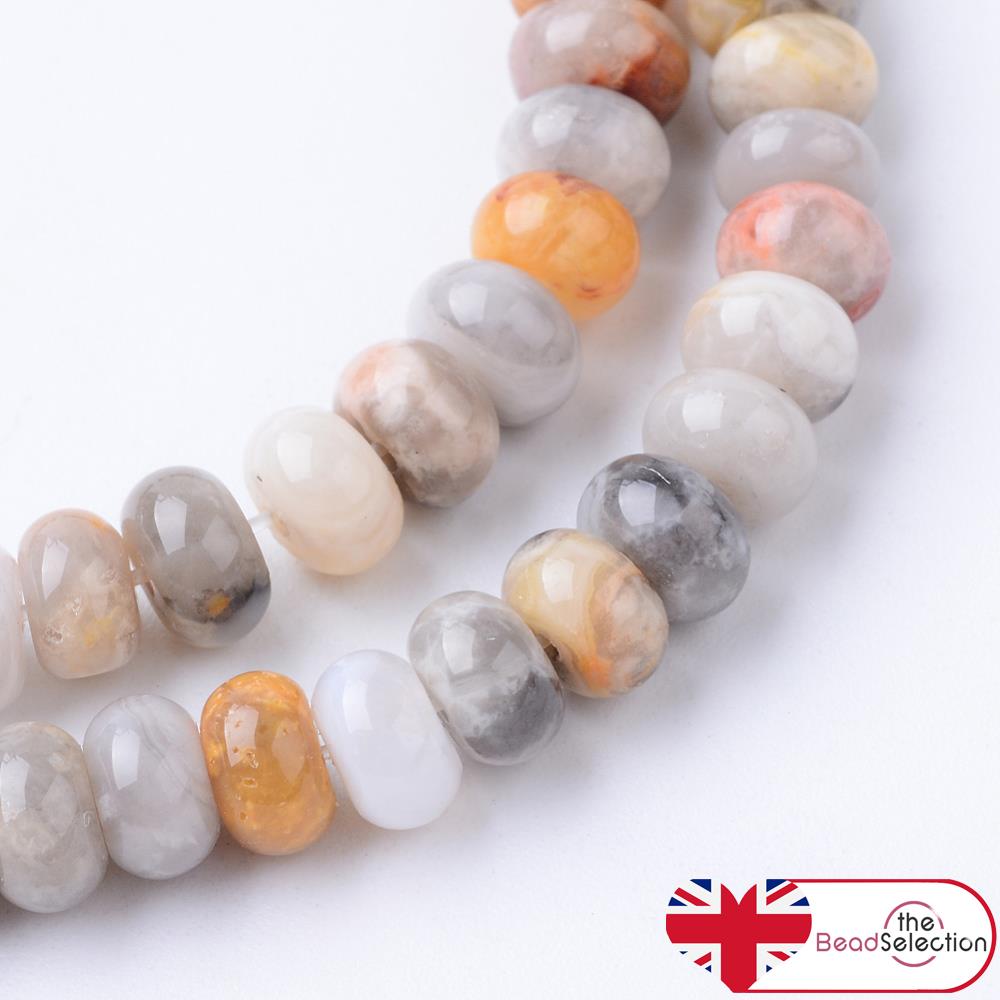 50 Crazy Lace Agate Gemstone Rondelle Flat Round Beads 6mm x 4mm GS219