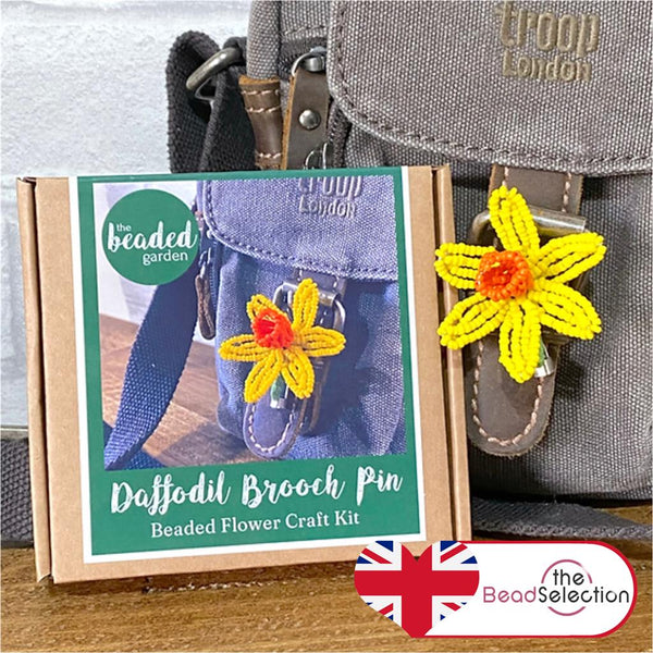 Daffodil Flower Brooch Pin Kit. French Beading kit, Beaded Flower Kit, (TBG-DBP)