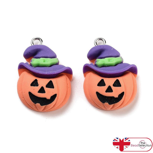 5 Halloween Pumpkin Resin Charms Pendant 25mm Jewellery Making C331