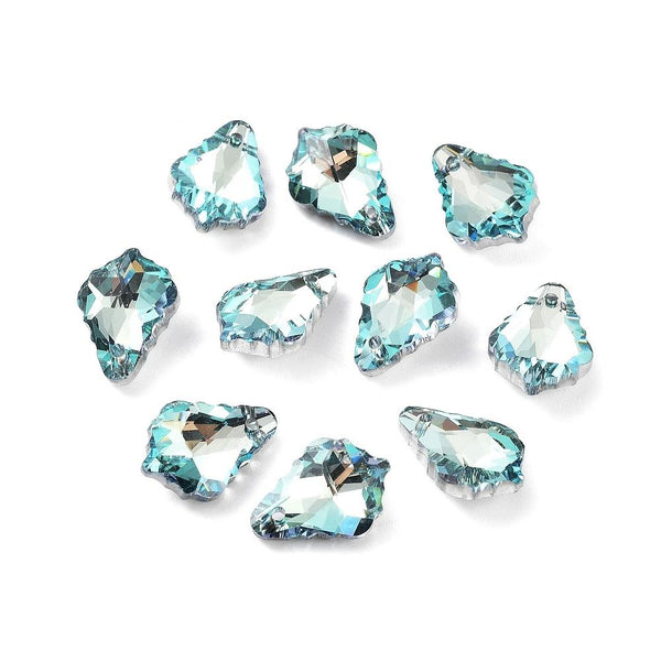 5 Crystal Glass Faceted Leaf Sun Catcher Drop Pendant 16mm AB LUSTRE AQUA GLS237