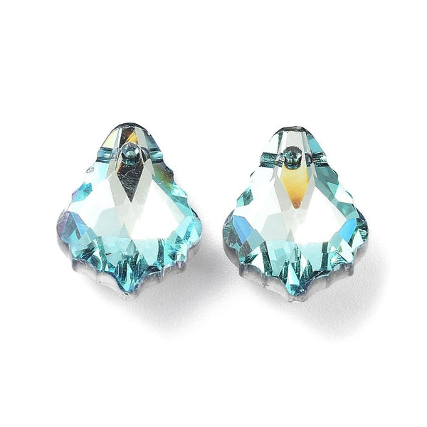 5 Crystal Glass Faceted Leaf Sun Catcher Drop Pendant 16mm AB LUSTRE AQUA GLS237