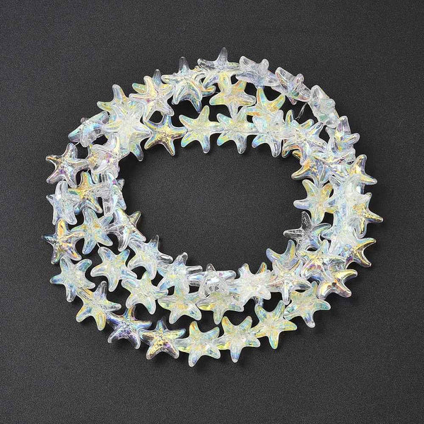 10 STAR FISH GLASS CRYSTAL BEADS PENDANTS 15mm RAINBOW AB LUSTRE GLS227