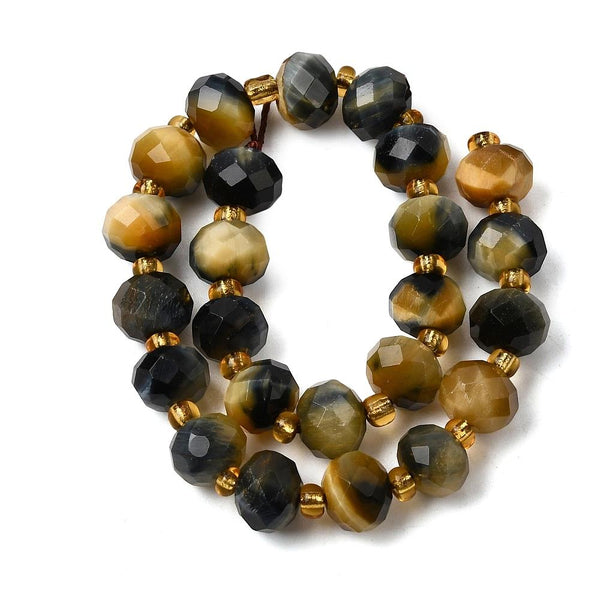 25 TIGER EYE GEMSTONE BEADS 8mm CHAKRA STONES JEWELLERY MAKING GS51