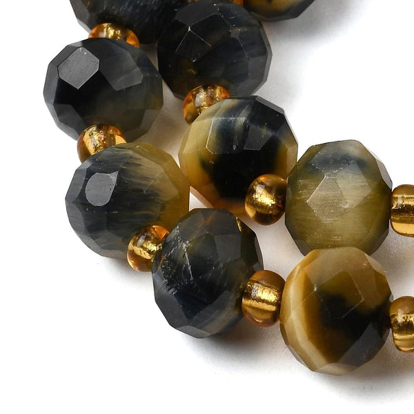 25 TIGER EYE GEMSTONE BEADS 8mm CHAKRA STONES JEWELLERY MAKING GS51