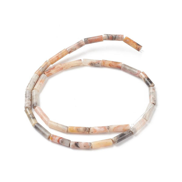 20 Crazy Lace Agate Gemstone Column tube Beads 14mm x 4mm GS242