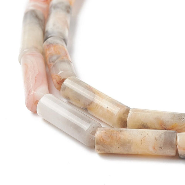20 Crazy Lace Agate Gemstone Column tube Beads 14mm x 4mm GS242