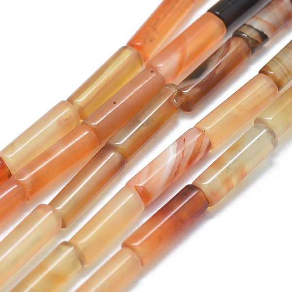 20 Carnelian Beads Column Tube Gemstone 14mm x 5mm GS243