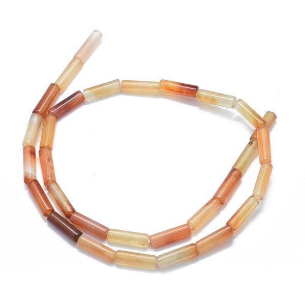20 Carnelian Beads Column Tube Gemstone 14mm x 5mm GS243