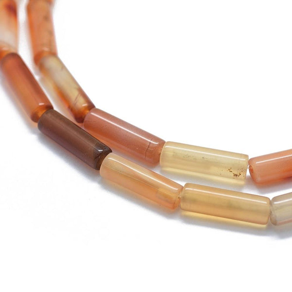 20 Carnelian Beads Column Tube Gemstone 14mm x 5mm GS243