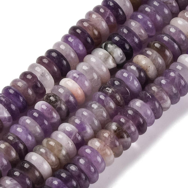 50 Amethyst Gemstone Rondelle Flat Round Beads 6mm x 2mm GS223