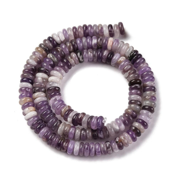50 Amethyst Gemstone Rondelle Flat Round Beads 6mm x 2mm GS223
