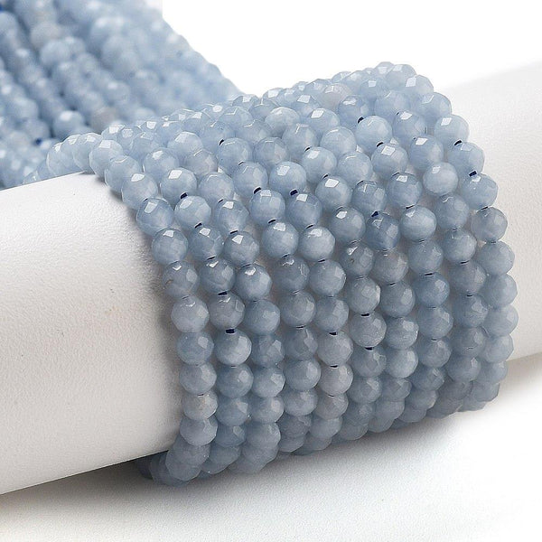 Tiny Faceted Blue Angelite Round Beads 3mm 120+ 1 STRAND GS228