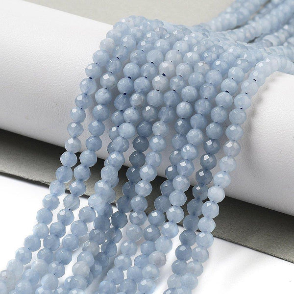 Tiny Faceted Blue Angelite Round Beads 3mm 120+ 1 STRAND GS228