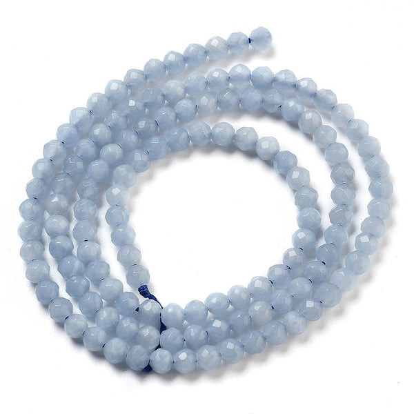 Tiny Faceted Blue Angelite Round Beads 3mm 120+ 1 STRAND GS228