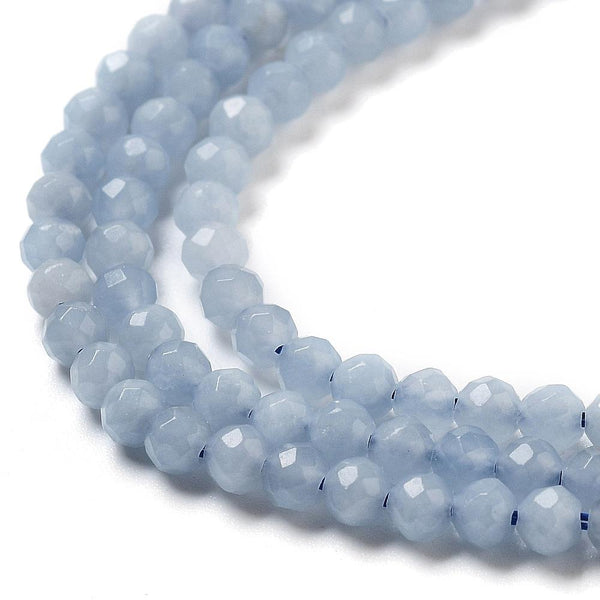 Tiny Faceted Blue Angelite Round Beads 3mm 120+ 1 STRAND GS228