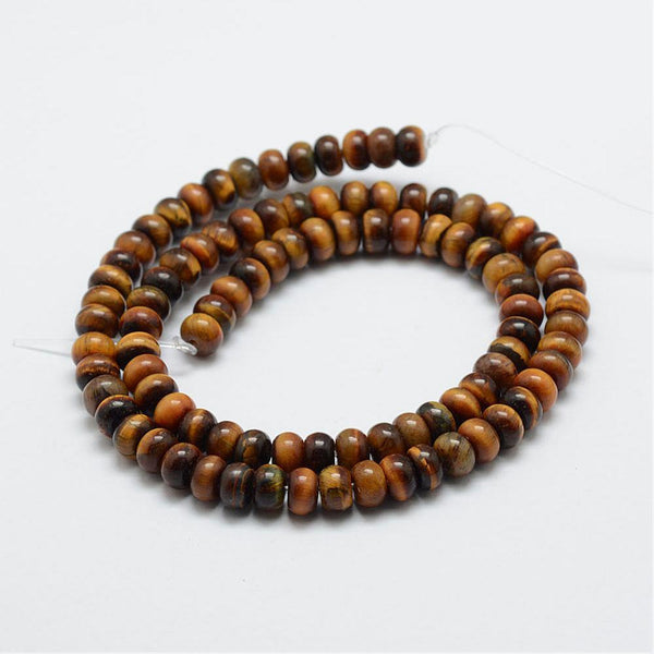 50 Tiger Eye Gemstone Rondelle Flat Round Beads 6mm x 4mm Jewellery Making GS216