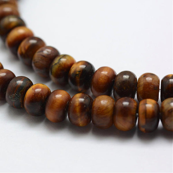 50 Tiger Eye Gemstone Rondelle Flat Round Beads 6mm x 4mm Jewellery Making GS216