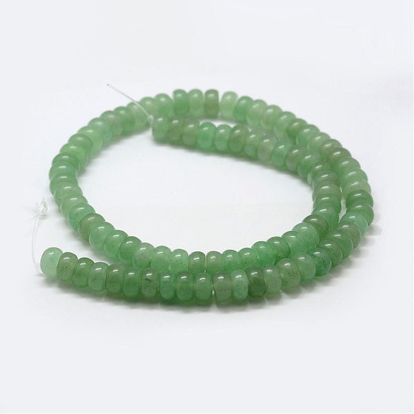 50 Green Aventurine Gemstone Rondelle Flat Round Beads 6mm x 4mm GS218