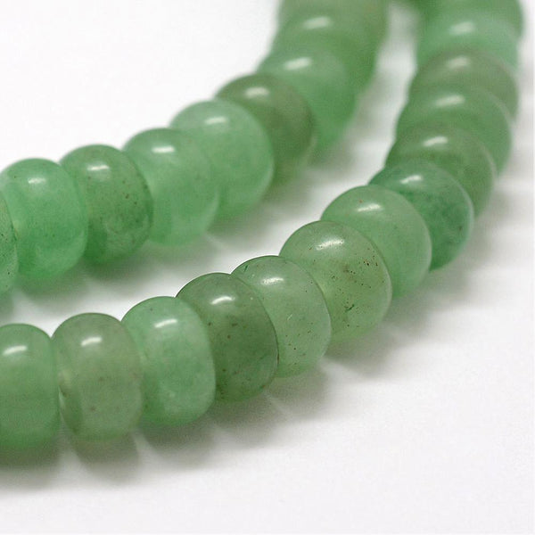 50 Green Aventurine Gemstone Rondelle Flat Round Beads 6mm x 4mm GS218