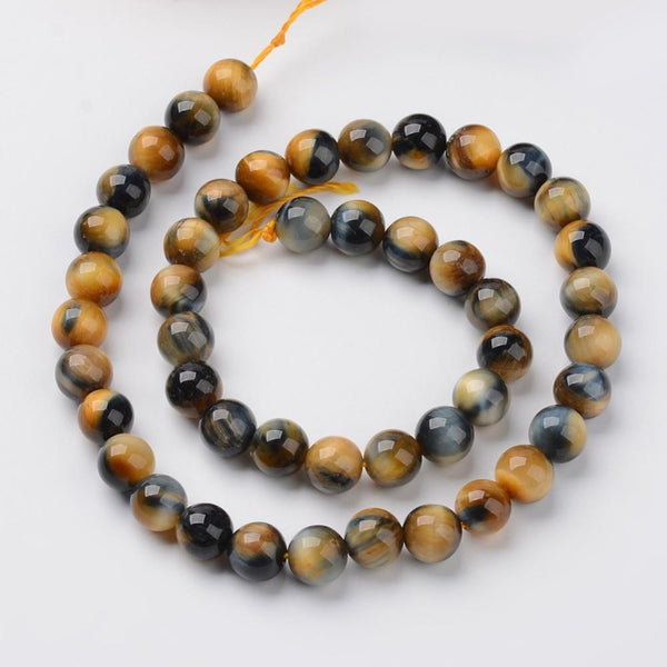 25 TIGER EYE GEMSTONE BEADS 8mm CHAKRA STONES JEWELLERY MAKING GS51