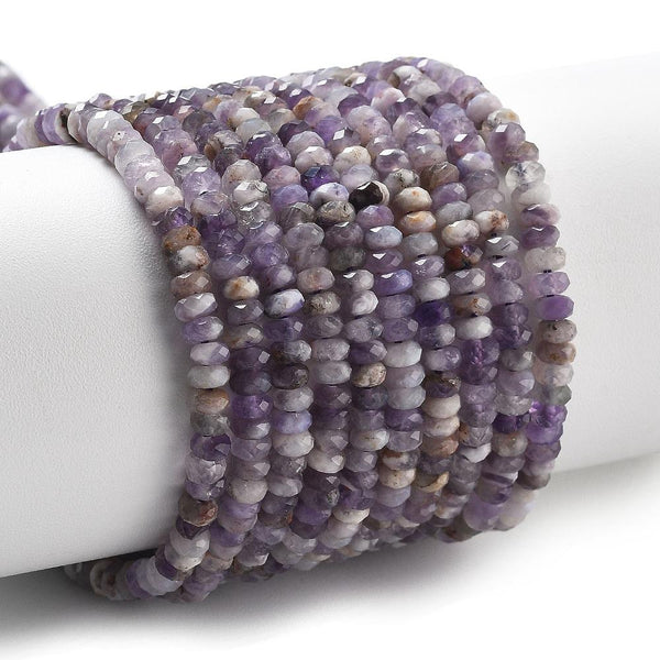100 Amethyst Gemstone Rondelle Flat Round Beads 4mm x 2mm GS222