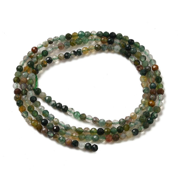 Tiny 2mm INDIAN AGATE FACETED ROUND GEMSTONE BEADS 2mm 1 STRAND 185+ Beads GS233