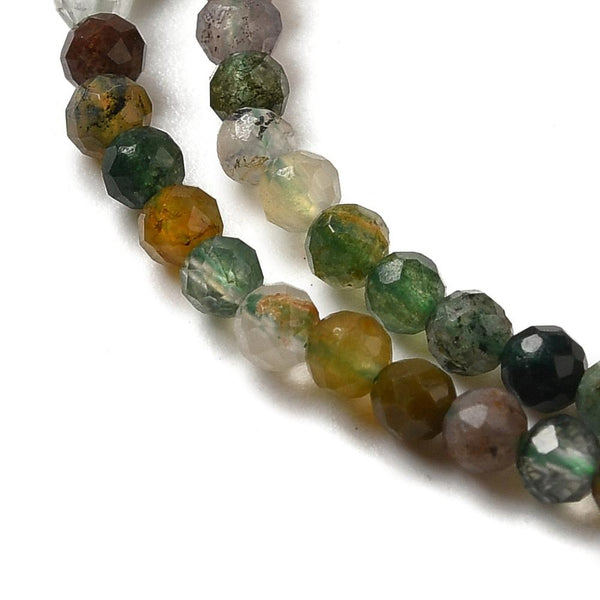 Tiny 2mm INDIAN AGATE FACETED ROUND GEMSTONE BEADS 2mm 1 STRAND 185+ Beads GS233