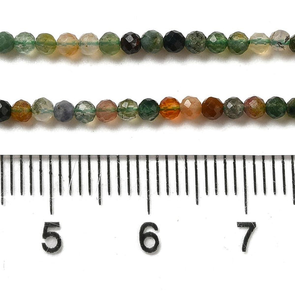 Tiny 2mm INDIAN AGATE FACETED ROUND GEMSTONE BEADS 2mm 1 STRAND 185+ Beads GS233