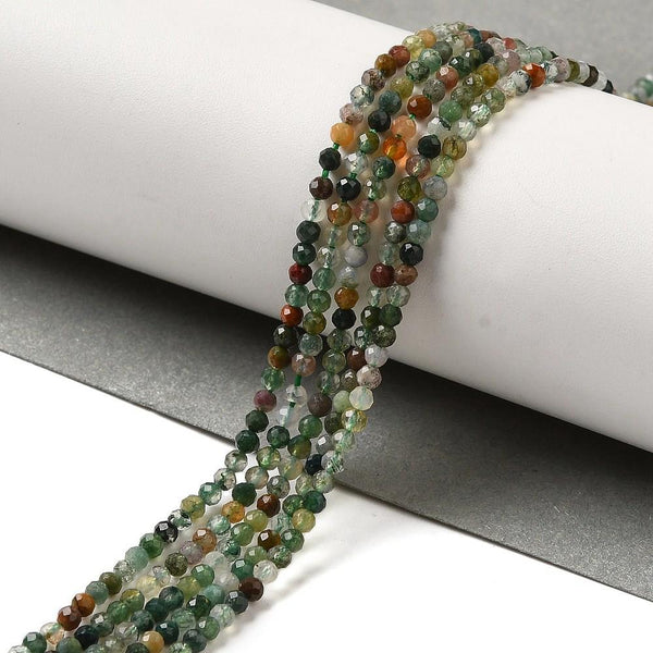 Tiny 2mm INDIAN AGATE FACETED ROUND GEMSTONE BEADS 2mm 1 STRAND 185+ Beads GS233