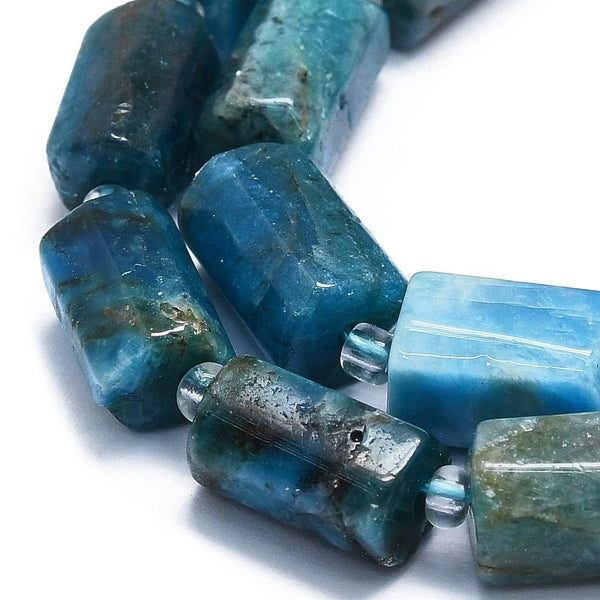 10 Natural Blue Apatite Gemstone Faceted Column Beads 13mm x 8mm GS214