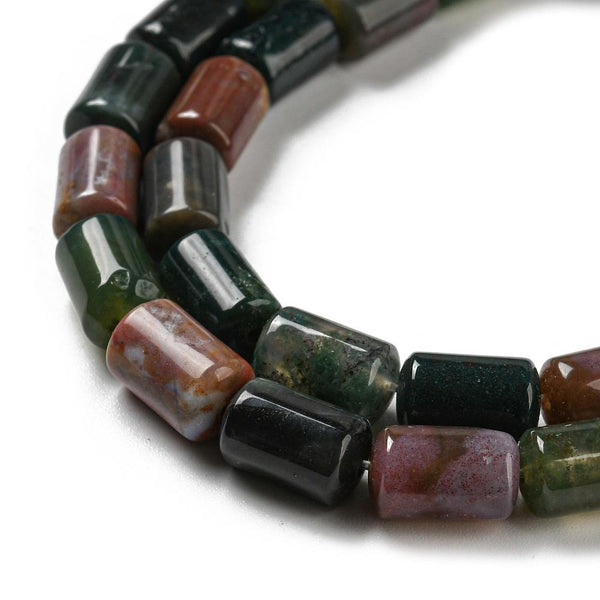 20 INDIAN AGATE TUBE COLUMN GEMSTONE BEADS 10mm Jewellery Making GS234