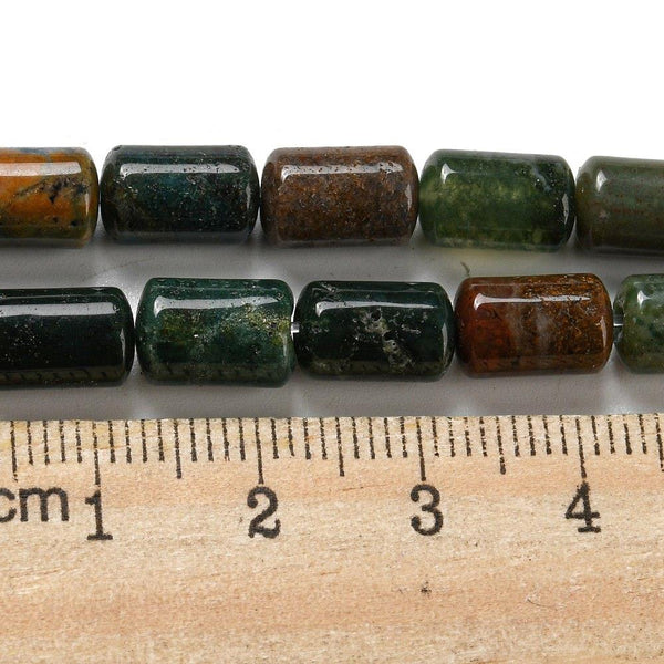 20 INDIAN AGATE TUBE COLUMN GEMSTONE BEADS 10mm Jewellery Making GS234