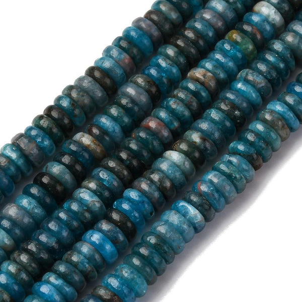 50 Apatite Gemstone Rondelle Flat Round Beads 6mm x 2mm GS221
